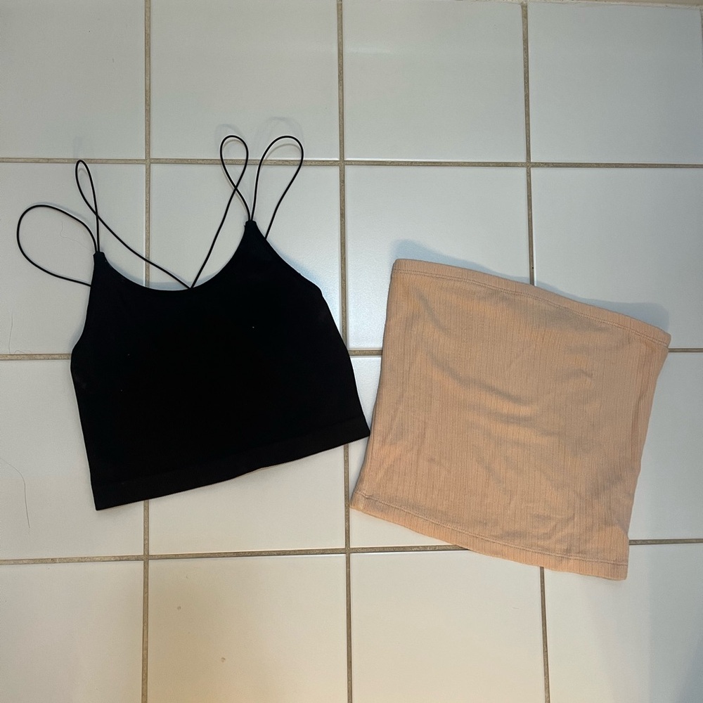 Crop top bundle (tan and black)